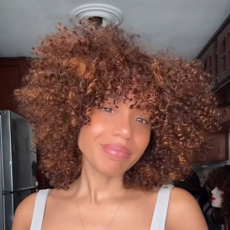 Auburn Brown Mix Mixed Curly Human Hair Wig Highlight Bouncy Curly Lace Frontal Wig Natural Looking Glueless Wig - Rafarada