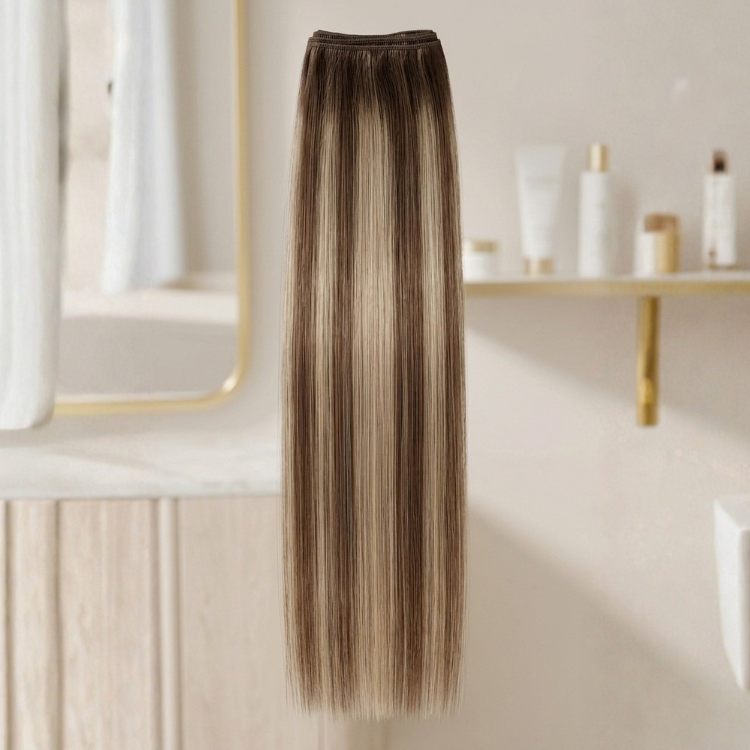 100% Human Hair Weft Silky Straight Piano Highlight Extensions Highlight Piano Brown & Honey Blonde Straight Human Hair Bundle - Rafarada