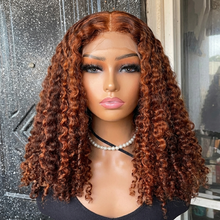 Highlight Piano Color Burmese Curly Wig Bouncy Highlight Brown Curly Wig Pre-plucked Natural Hairline - Rafarada
