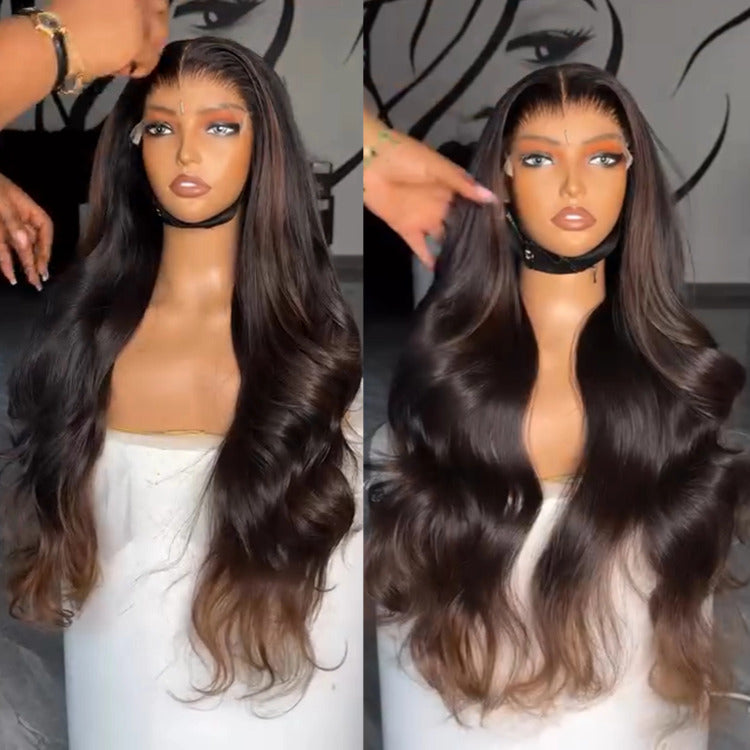 Ombre Body Wave Wig Highlights 13x4 Lace Front Glueless HD Lace Front Wig With Baby Hair - Rafarada