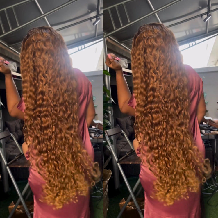 Honey Blonde Color Wig Raw Burmese Curly Wave Wig HD Transparent Lace Wigs - Rafarada