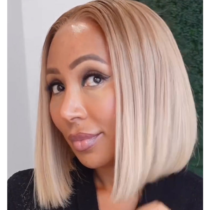 Short Bob Wig Honey Blonde Color Straight Human Hair Wig Glueless Lace Wig Pre Plucked Natural Hairline For Woman - Rafarada