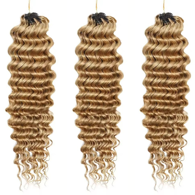 Honey Blonde Deep Curly Wave Crochet 100% Human Hair Extensions Pre-Looped for Black Women - Rafarada