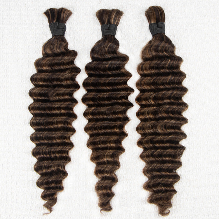 Highlight Honey Blonde Color Deep Wave Bulk Human Braiding Hair Extensions - Rafarada