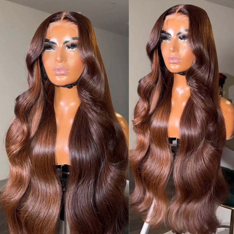 Body Wave Human Hair Wig Lace Front Wig Light Brown Highlight Honey Blonde Color - Rafarada