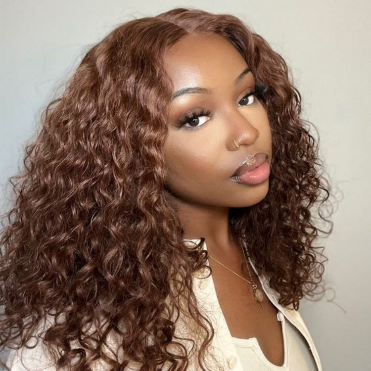 4# Chocolate Brown Color Curly Crochet Hair 100% Human Crochet Braids Extensions - Rafarada