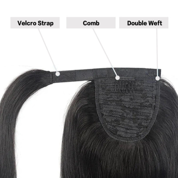 Straight Wrap Around Ponytail Human Hair Extensions Natural Color Hairpiece- Rafarada