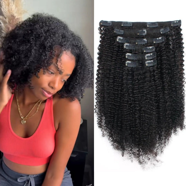 Kinky Curly Clip-In Hair Extensions For Black Women Full & Voluminous Look - Rafarada