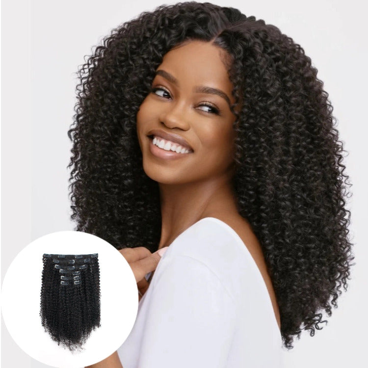 Kinky Curly Clip-In Hair Extensions For Black Women Full & Voluminous Look - Rafarada