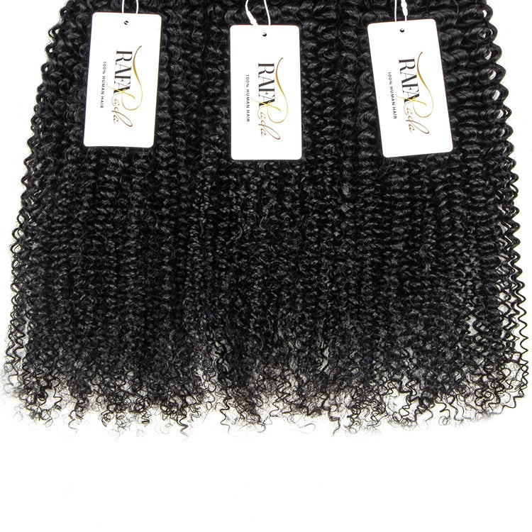 Kinky Curly Human Hair Weave Bundles Human Hair Black Wavy Weave 2/3/4 Bundles -Rafarada