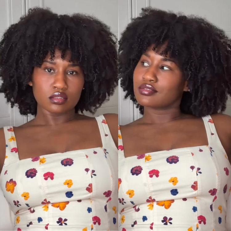 Natural Black Kinky Curly Bob Wig with Bangs Glueless Short Afro Curly Human Hair Wigs for Women - Rafarada