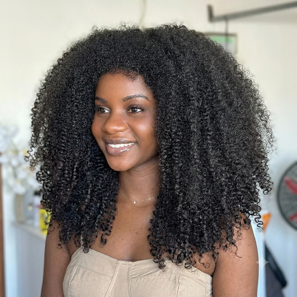 3-In-1 Half Wig High Density Kinky Curly Glueless Flexi-Fit Drawstring Wig - Rafarada