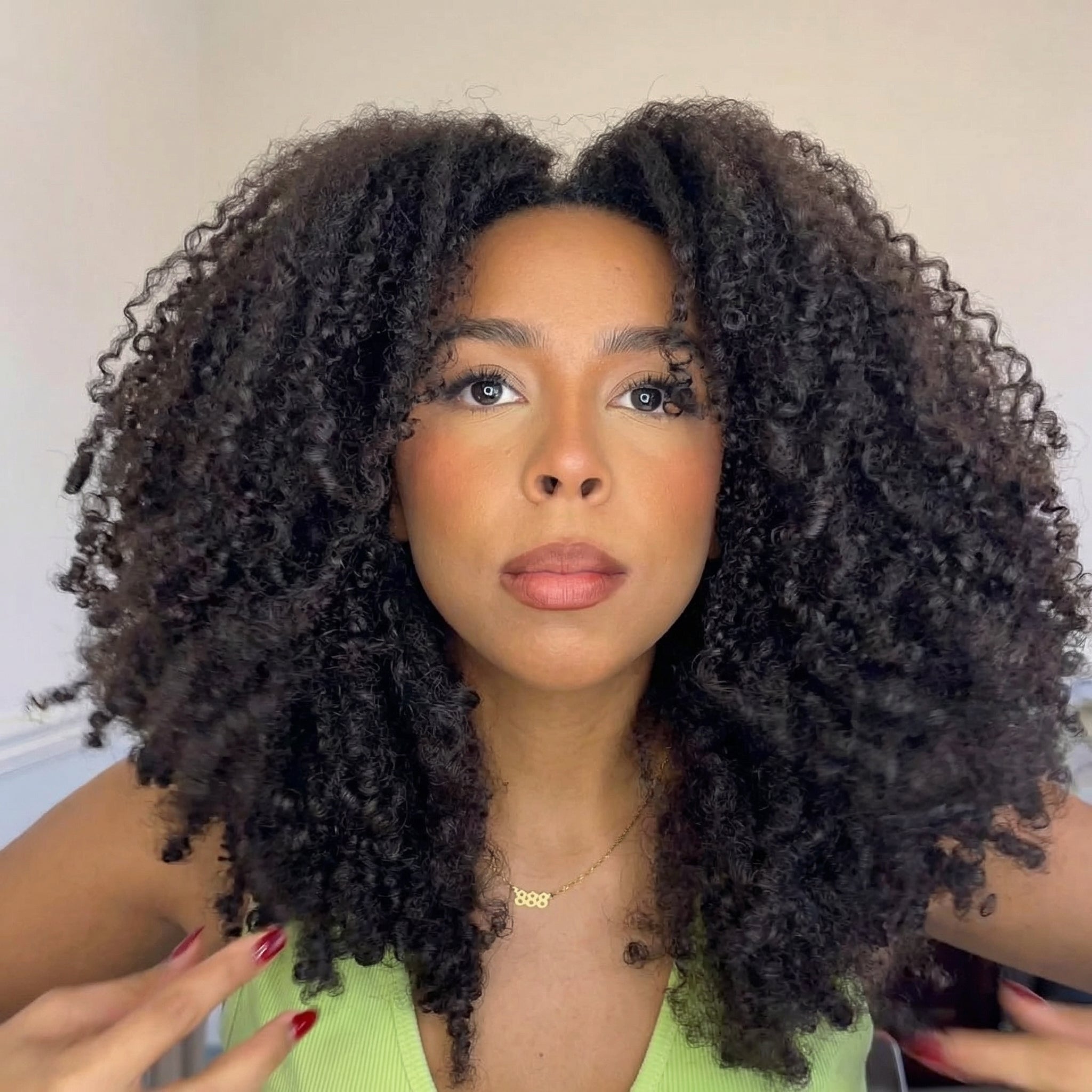 Natural Black Kinky Curly Lace Front Human Hair Wigs High Density Natural Black Brazilian Raw Hair Defined Bouncy Curls Wig - Rafarada