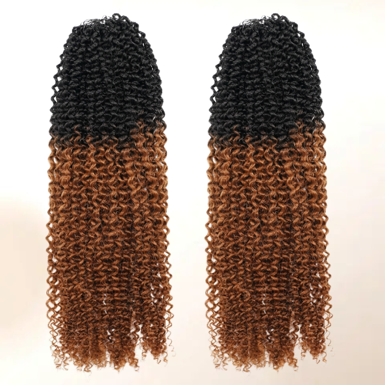 1B/30 Ombre Color Small Kinky Curly Crochet Hair 100% Human Feather Crochet Extensions - Rafarada
