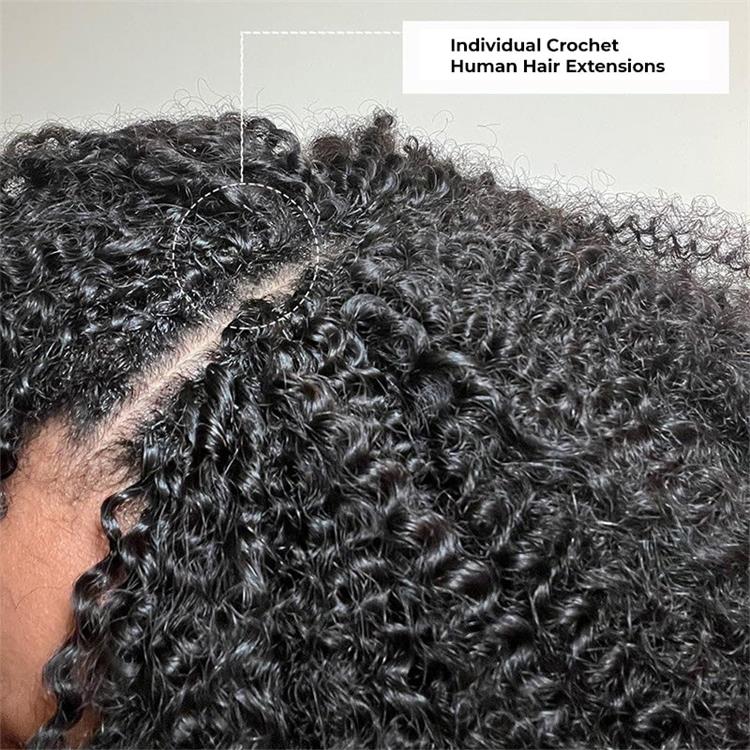 Afro Curly Crochet Hair Pre-Separated Feather Soft Knotless Human Hair Extensions - Rafarada