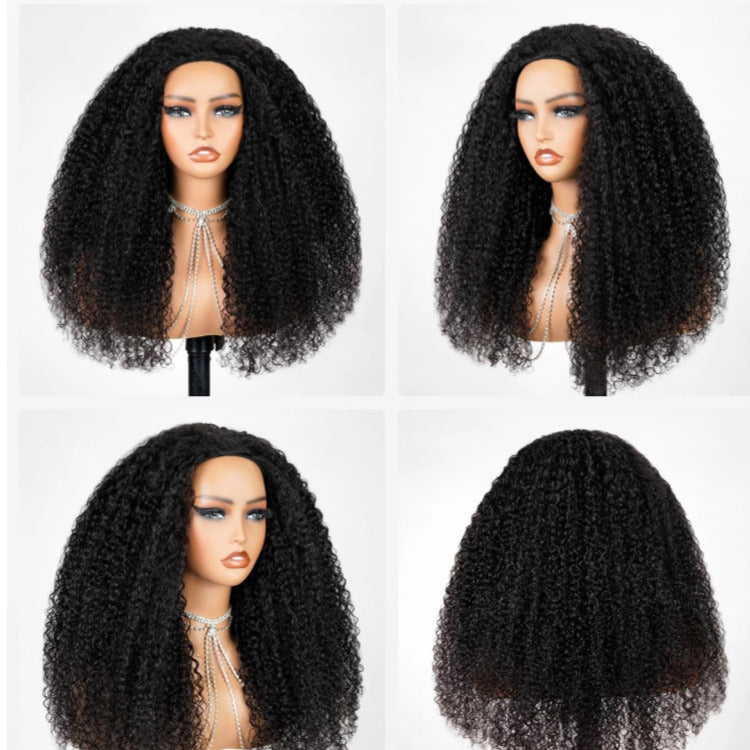 3-In-1 Half Wig 220% Density Kinky Curly Glueless Flexi-Fit Drawstring Wig - Rafarada