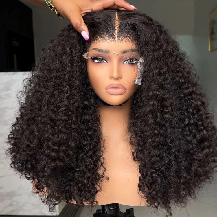 Long Jerry Curly Hair Lace Front Human Hair Wig Bleached Knots Wig - Rafarada