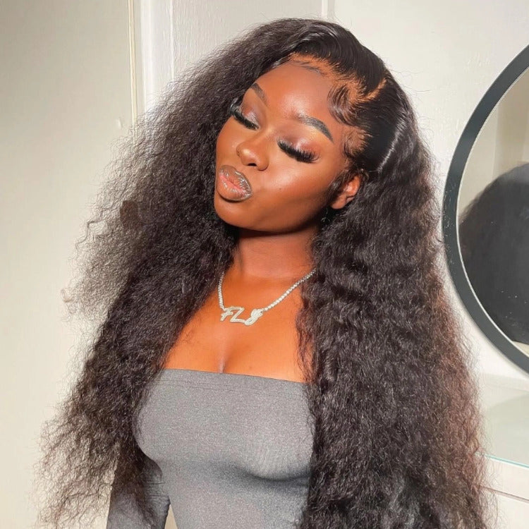 Kinky Curly Human Hair Wigs Prelucked Hairline For Women 4x4 Lace Closure Wig - Rafarada