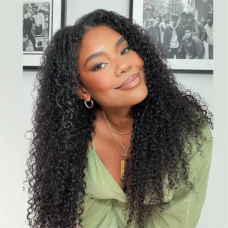 Kinky Curly Human Hair Wigs Prelucked Hairline For Women 4x4 Lace Closure Wig - Rafarada