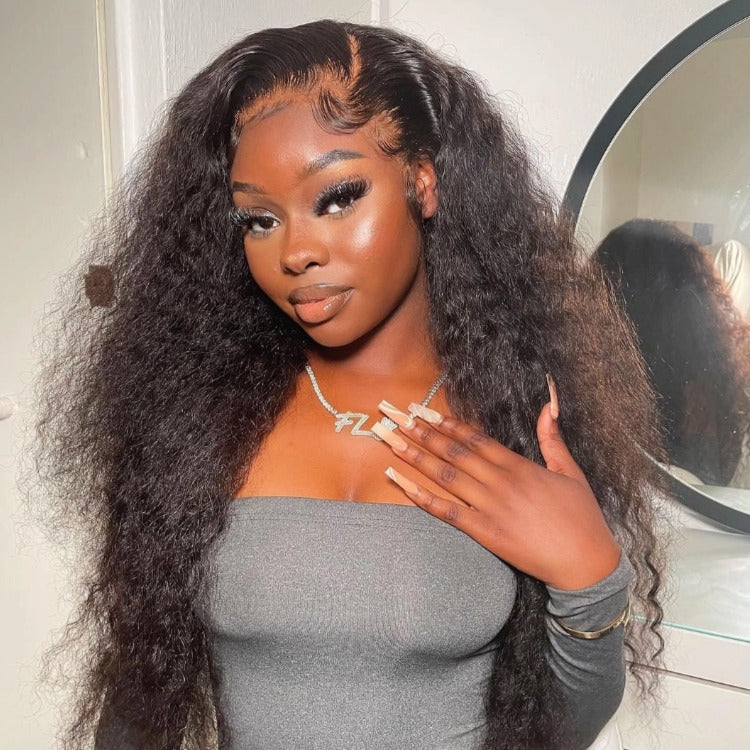 Kinky Curly Human Hair Wigs Prelucked Hairline For Women 4x4 Lace Closure Wig - Rafarada