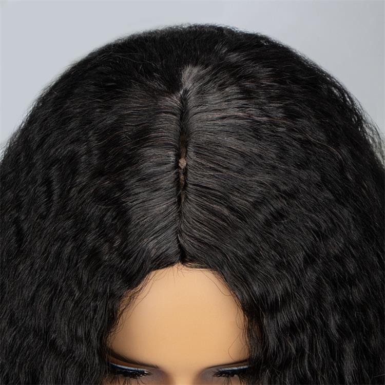 Full And Thick Kinky Straight Curls Wave Wig V Part Wig Glueless Human Hair Wigs - Rafarada