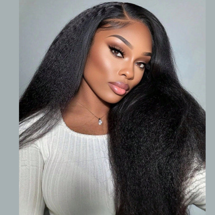3-In-1 Half Wig Kinky Straight Glueless Put On & Go Invisible Drawstring Wig - Rafarada