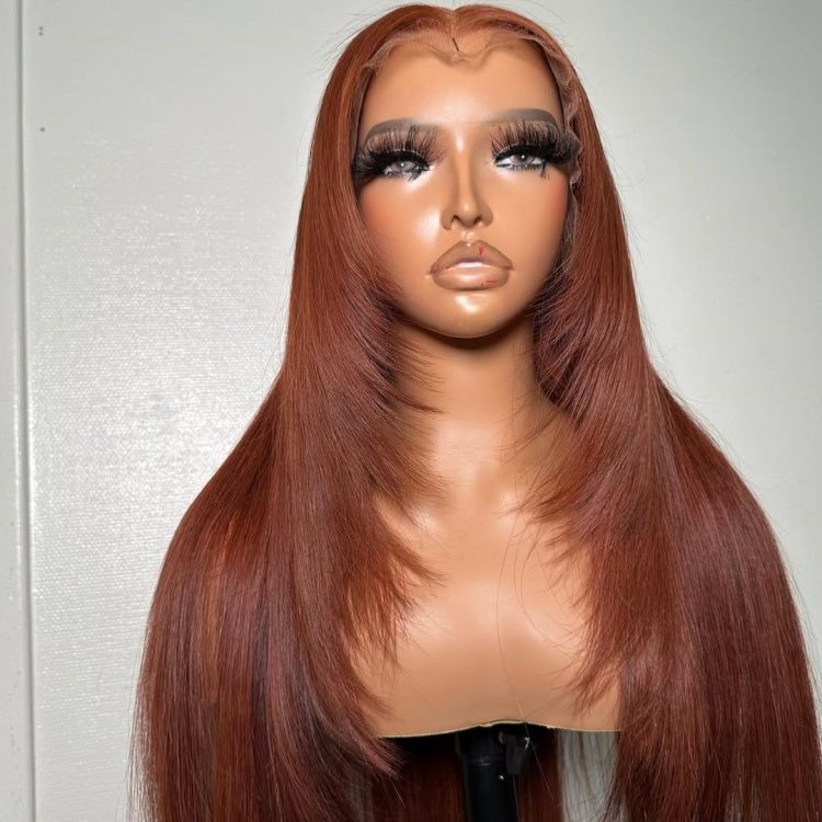 Ginger Layered Butterfly Hair Cut Straight HD Lace Closure Human Hair Wigs- Rafarada