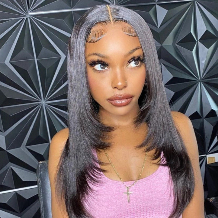 Straight Human Hair 4x4 Lace Closure Pre Cut Glueless HD Lace Wig - Rafarada