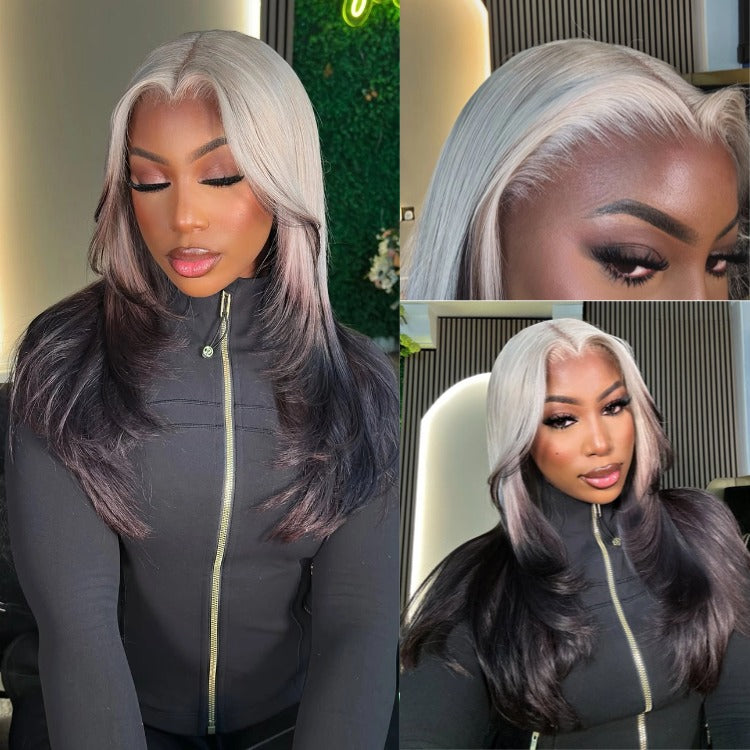 Human Hair Wig Ombre 613 Color Layer Straight Wig Pre Plucked Lace- Rafarada