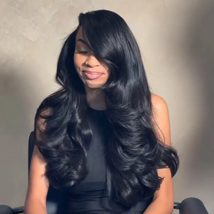 Layered Cut Body Wave Human Hair Wigs Glueless Upgrade Invisi Human Hair Wigs - Rafarada