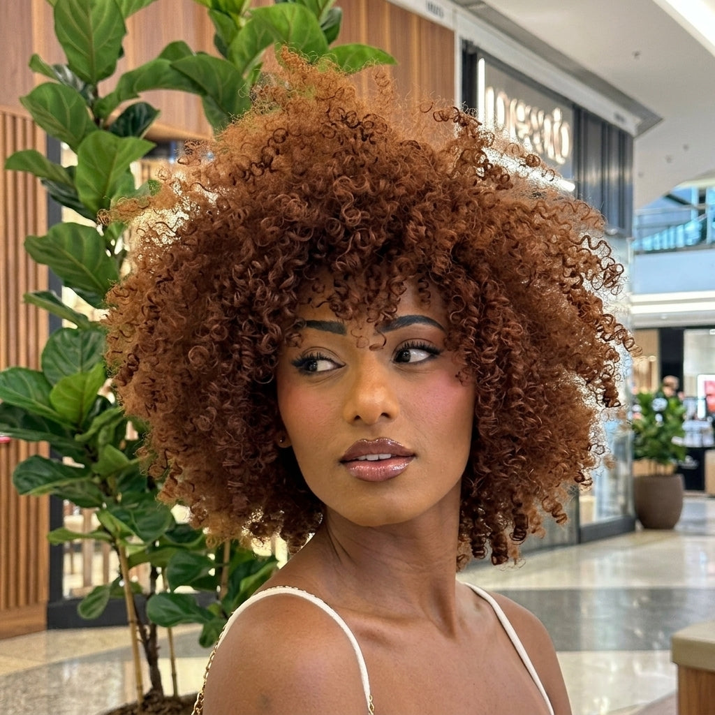 Afro Kinky Curly Wig Natural Black Glueless Spiral Coily Ombre Color Glueless Human Hair Wigs For Beginner - Rafarada