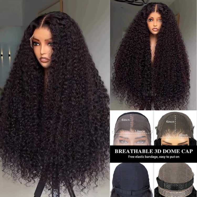 Long Hair Kinky Curly Wig Lace Front Human Hair Pre Bleached Knots Thick Wig - Rafarada