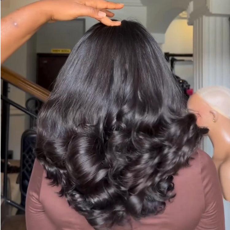 Raw Human Hair Loose Wave Lace Front Wigs End Curl Bob Hair for Black Women - Rafarada