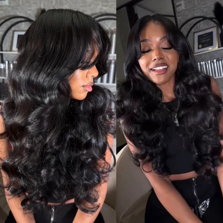 Loose Body Glueless 6x4 / 13x4 Transparent Lace Front Wig Pre Plucked 100% Human Hair Wig - Rafarada