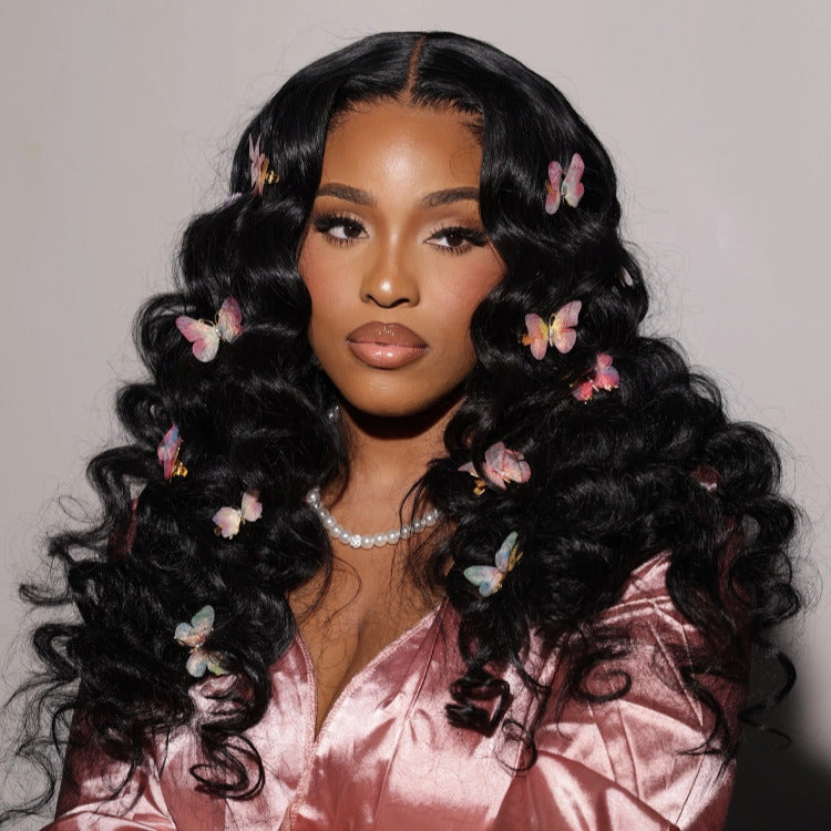 Loose Wave Brazilian Virgin Human Hair Pre plucked Lace Front Wigs Natural Black - Rafarada