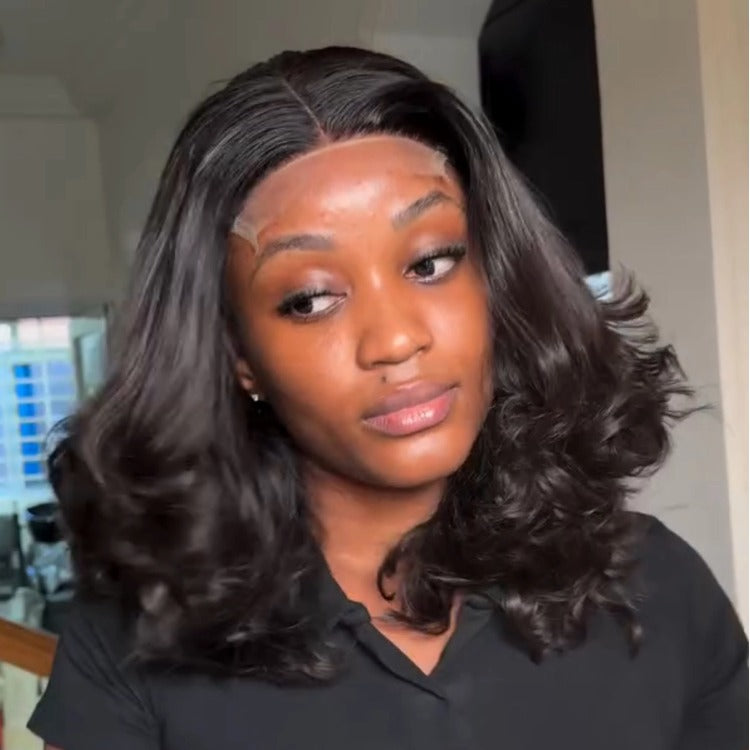 Raw Human Hair Loose Wave Lace Front Wigs End Curl Bob Hair for Black Women - Rafarada