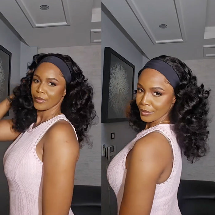 Loose Body Wave Human Hair Headband Wig No Gel No Glue Human Hair Glueless Wig- Rafarada