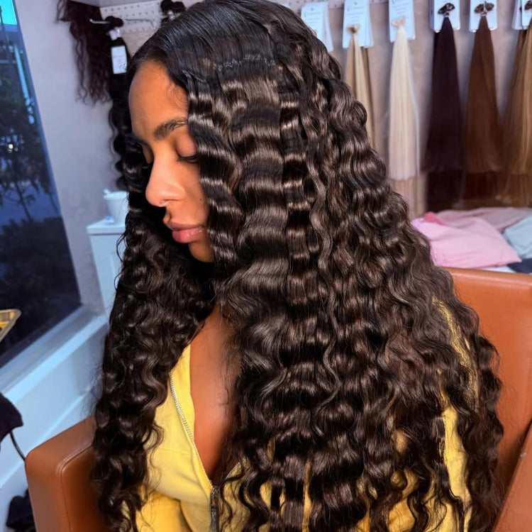 Loose Deep Wave Wigs Virgin Human Hair Clear Transparent Lace Front Wig - Rafarada