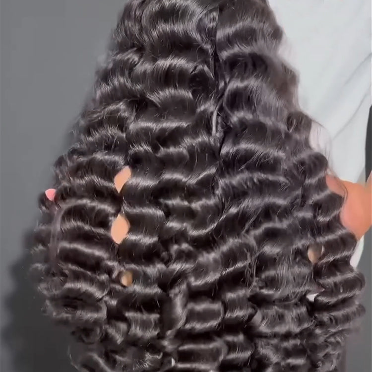 Loose Deep Glueless HD Transparent Lace Front Wig Pre Plucked Pre Bleached Human Hair Wig - Rafarada