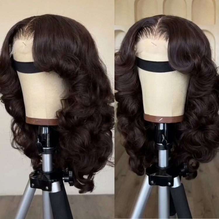 Loose Body Glueless 6x4 / 13x4 Transparent Lace Front Wig Pre Plucked 100% Human Hair Wig - Rafarada