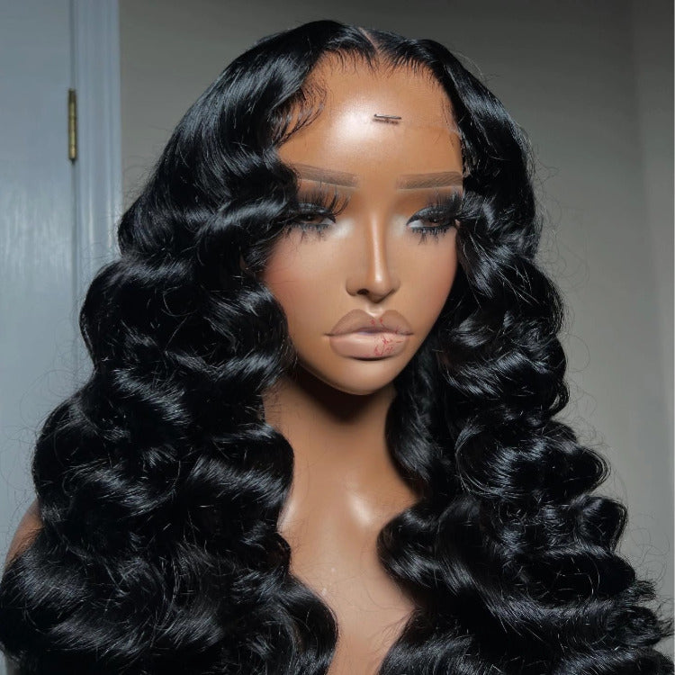 Loose Wave Virgin Human Hair Pre plucked Lace Front Wigs Natural Black Wig - Rafarada