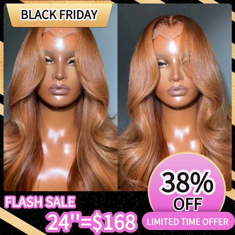 Milk Tea Brown Color Body Wave Human Hair Wig 13x4 Lace Front Ginger Colored Wig - Rafarada