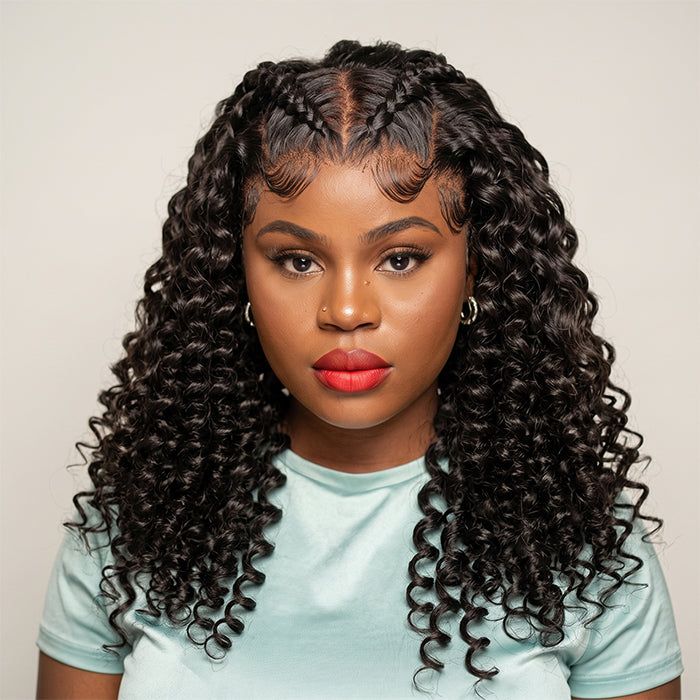 Loose Wave Pre-Braided Human Hair Wig 13x6 HD Lace Front Glueless Wig With Baby Hair Pre Plucked Hairline For Woman- Rafarada