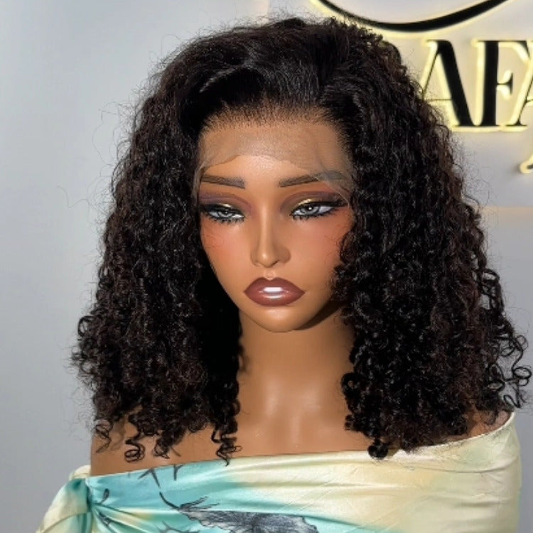 Luxurious Spiral Curls Human Hair Wig Natural Black Color 250% Density Wig With Dark Brown Color Water Wave Human Hair Wig For Woman- Rafarada