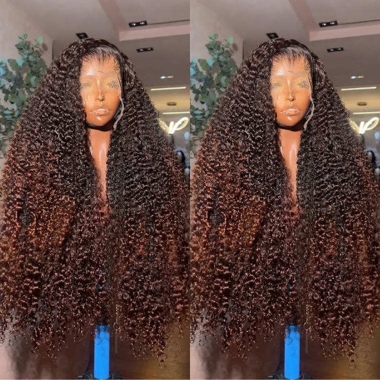 Ombre Honey Brown Kinky Curly HD Lace Front Human Hair Wig- Rafarada