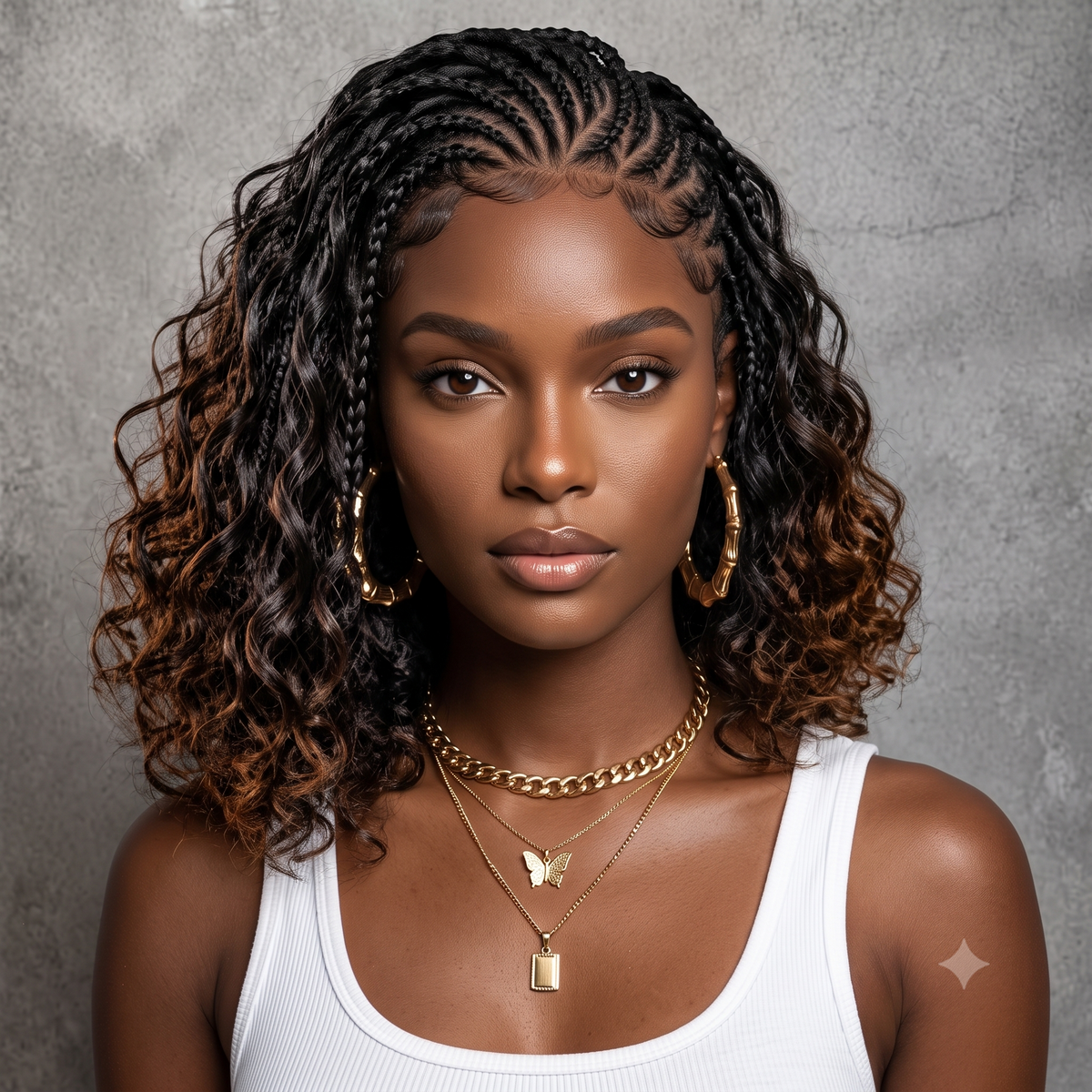 Rich Brown Cornrow Braided Curly Wig With Baby Hair Human Hair Wig Glueless Easy Install Wig - Rafarada