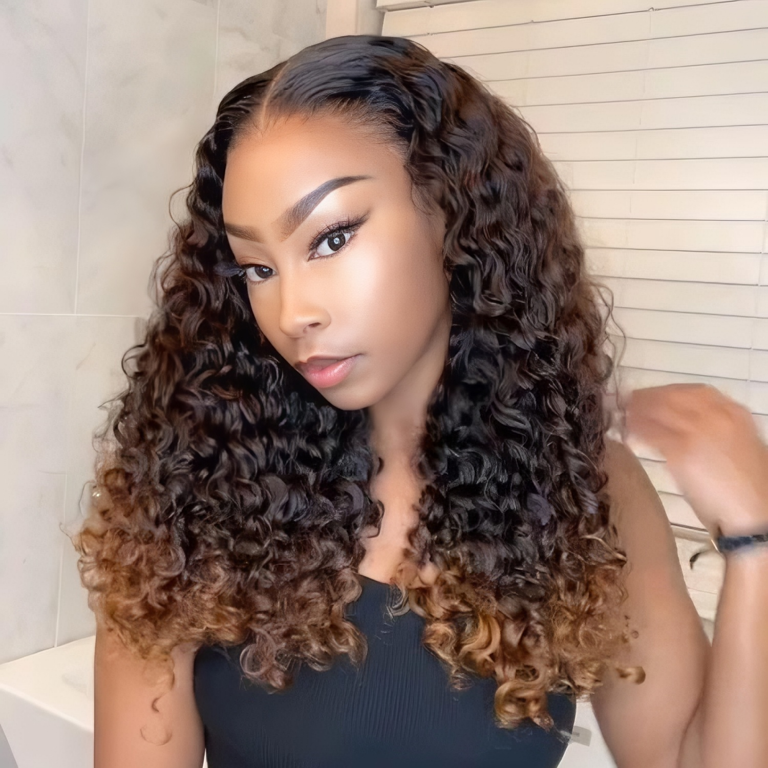 Ombre Color Wig Brown Color Raw Burmese Curly Wave Wig HD Transparent Lace Wigs - Rafarada