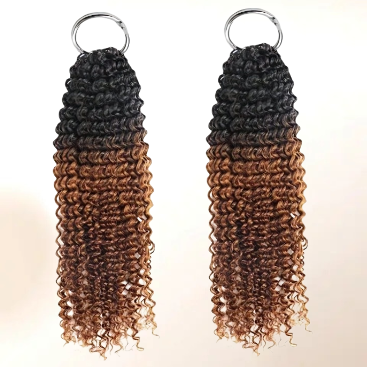 1B/30 Ombre Color Curly Crochet Hair Single Pack Feather Extensions 100% Human Crochet Braids Extensions - Rafarada