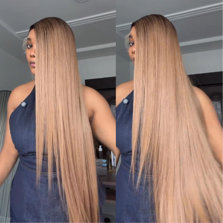 Highlight Color Straight Human Hair HD Lace Wig Pre Plucked Hairline For Woman - Rafarada