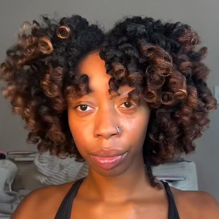 Brown Natural Color Wig Bouncy Curls Wave Glueless Wig Ombre Color Human Hair Wig Volum Lace Front Wig For Woman- Rafarada